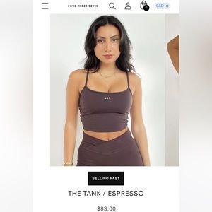 FOUR THREE SEVEN Set - Tank and V Leggings in Espresso, size M